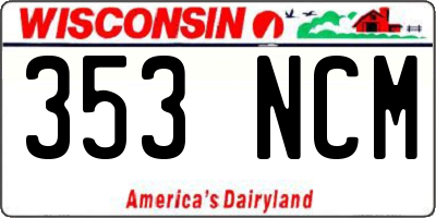 WI license plate 353NCM