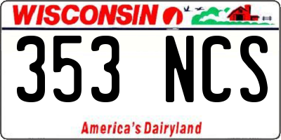 WI license plate 353NCS