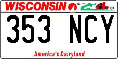 WI license plate 353NCY