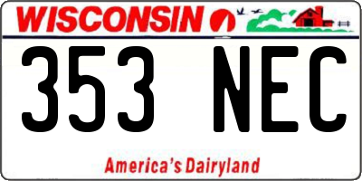 WI license plate 353NEC