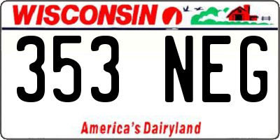 WI license plate 353NEG