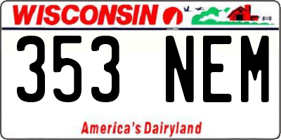 WI license plate 353NEM