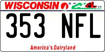 WI license plate 353NFL