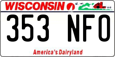 WI license plate 353NFO