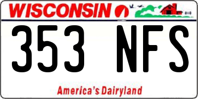 WI license plate 353NFS