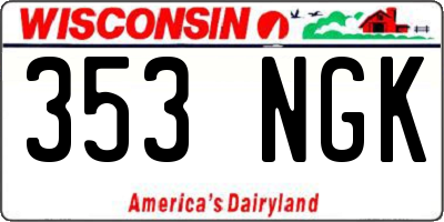 WI license plate 353NGK