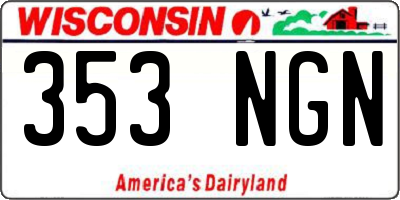 WI license plate 353NGN