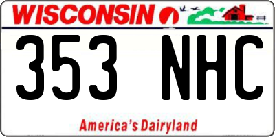WI license plate 353NHC