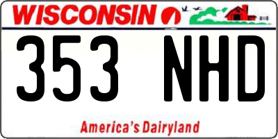 WI license plate 353NHD