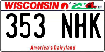WI license plate 353NHK