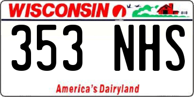 WI license plate 353NHS