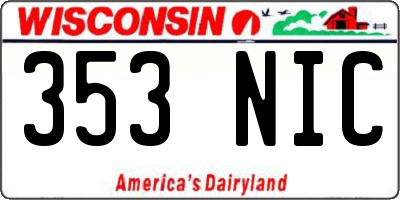 WI license plate 353NIC