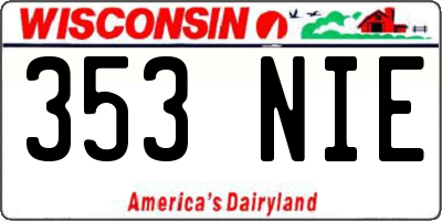 WI license plate 353NIE