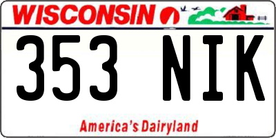 WI license plate 353NIK