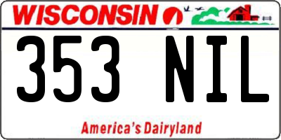 WI license plate 353NIL