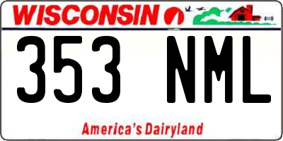 WI license plate 353NML