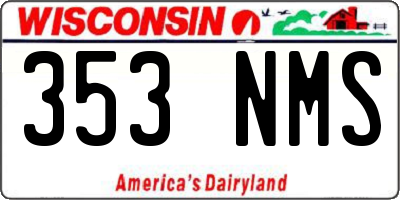 WI license plate 353NMS