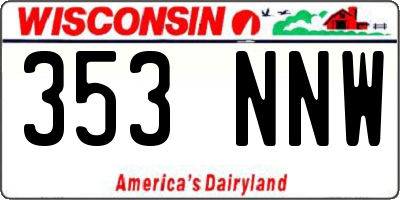 WI license plate 353NNW