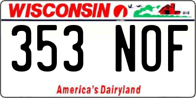 WI license plate 353NOF
