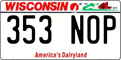 WI license plate 353NOP