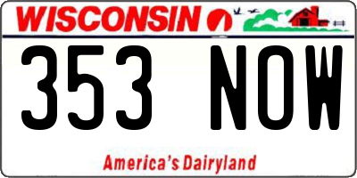 WI license plate 353NOW