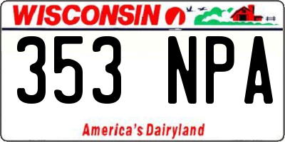 WI license plate 353NPA
