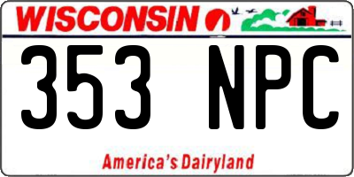 WI license plate 353NPC