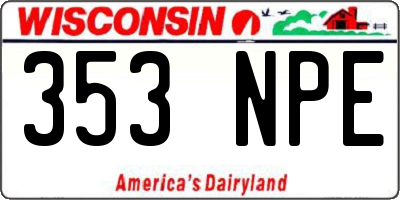 WI license plate 353NPE