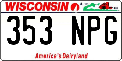 WI license plate 353NPG