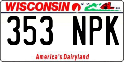WI license plate 353NPK