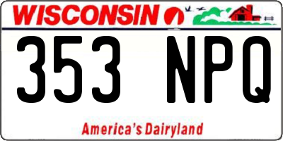 WI license plate 353NPQ