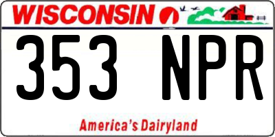 WI license plate 353NPR