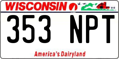 WI license plate 353NPT