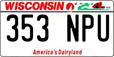 WI license plate 353NPU