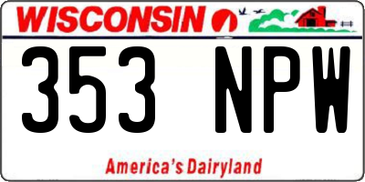 WI license plate 353NPW