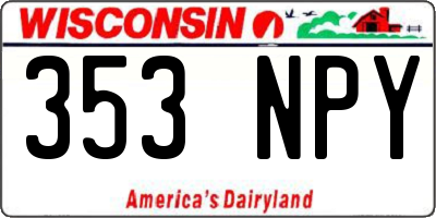 WI license plate 353NPY