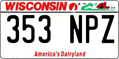 WI license plate 353NPZ