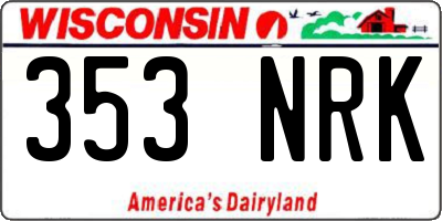 WI license plate 353NRK