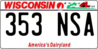 WI license plate 353NSA