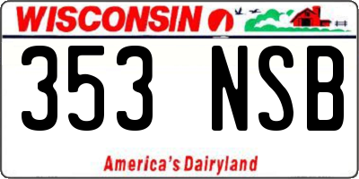 WI license plate 353NSB