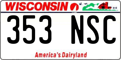 WI license plate 353NSC