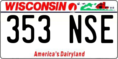 WI license plate 353NSE