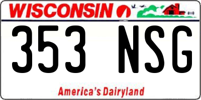 WI license plate 353NSG