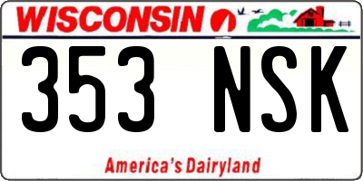 WI license plate 353NSK