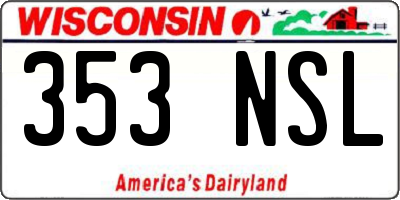 WI license plate 353NSL