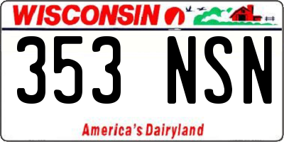 WI license plate 353NSN