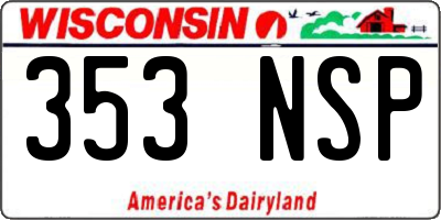 WI license plate 353NSP