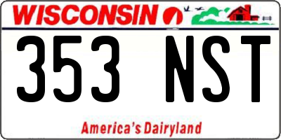 WI license plate 353NST