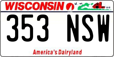 WI license plate 353NSW