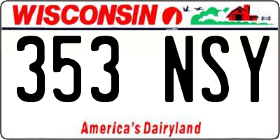 WI license plate 353NSY